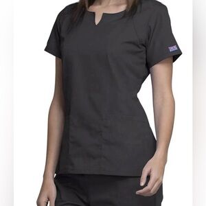 Cherokee Workwear Originals Women's Notch Crew Round Neck Scrub Top Pewter Grey